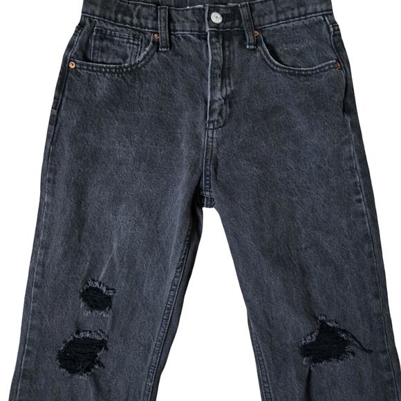 Old Navy Women’s Size 12 High Rise Slouchy Straight Black Cropped Ripped Jeans - Picture 4 of 11